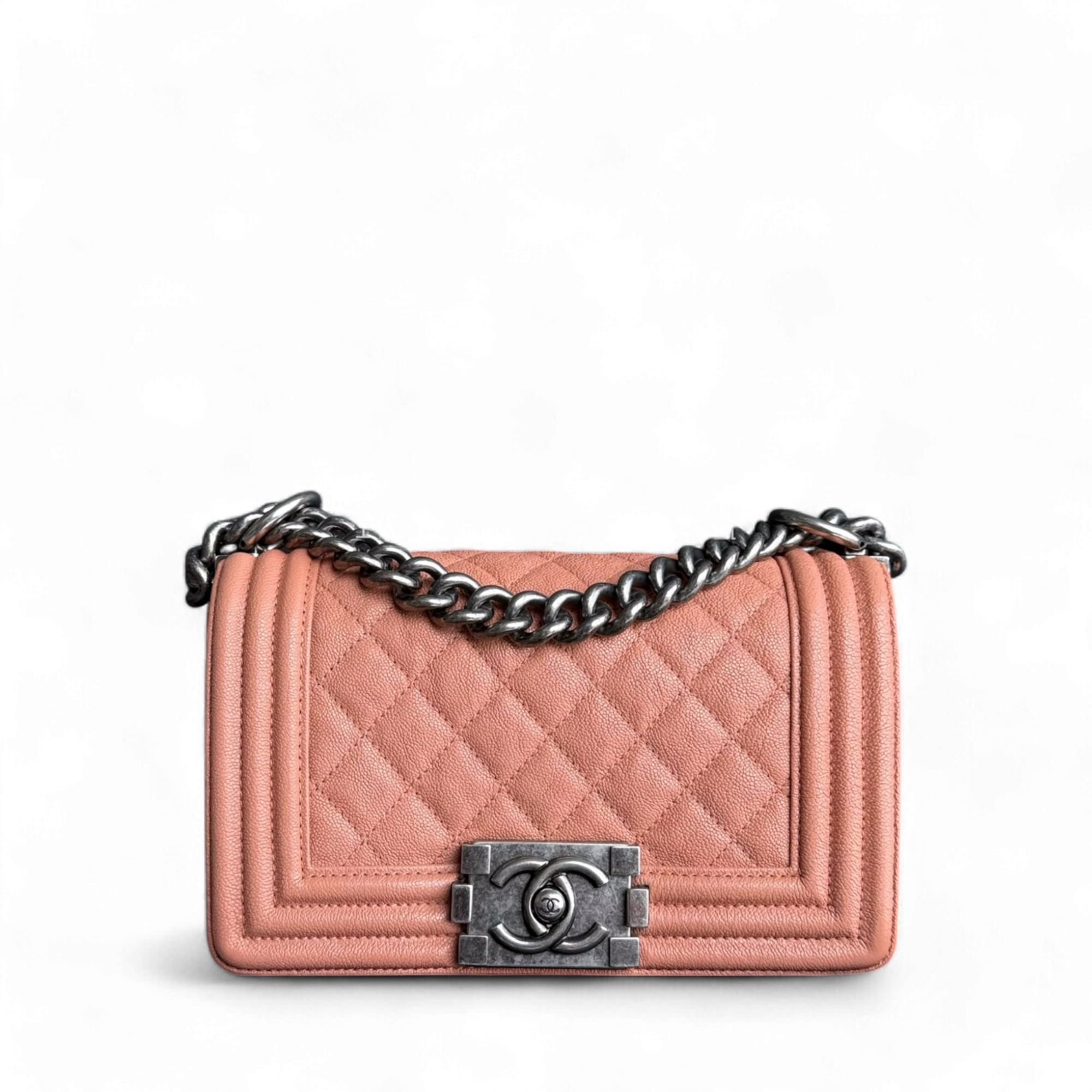 Chanel Boy Small - Caviar 20CM Quilted Blush Ruthenium Silver Hardware Series 27