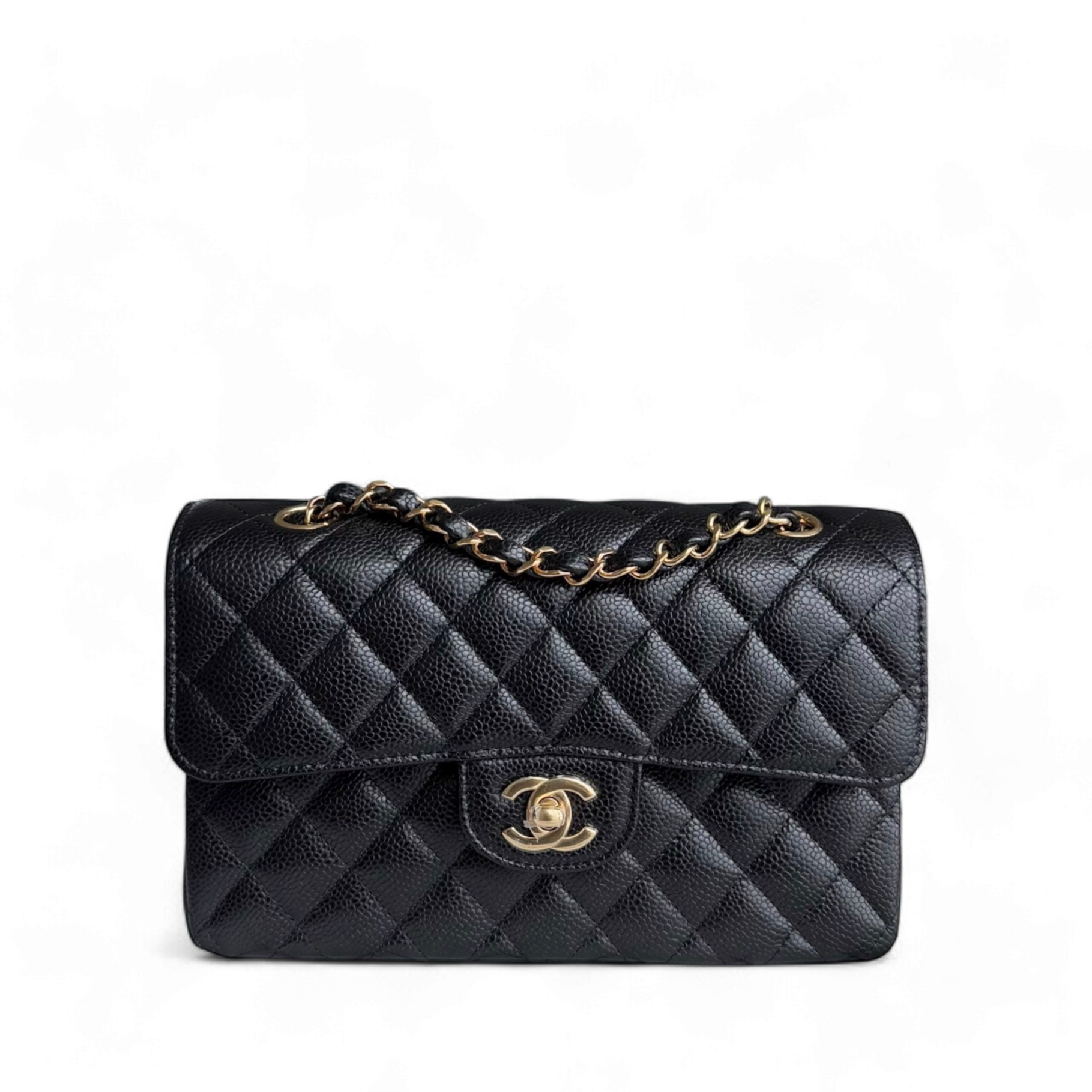 Chanel Classic Flap Small - Caviar 23CM Quilted Black Gold Hardware Microchip