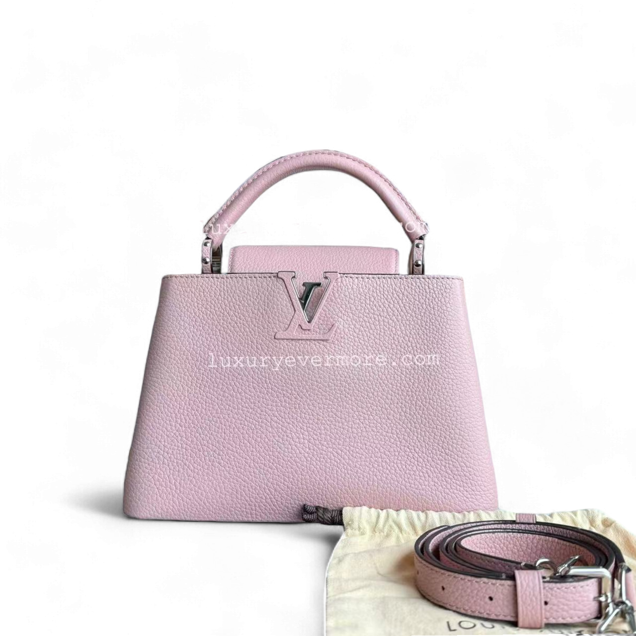 *Microchip* Louis Vuitton Capucines - BB Taurillon Calfskin Rose Jasmin Silver Hardware