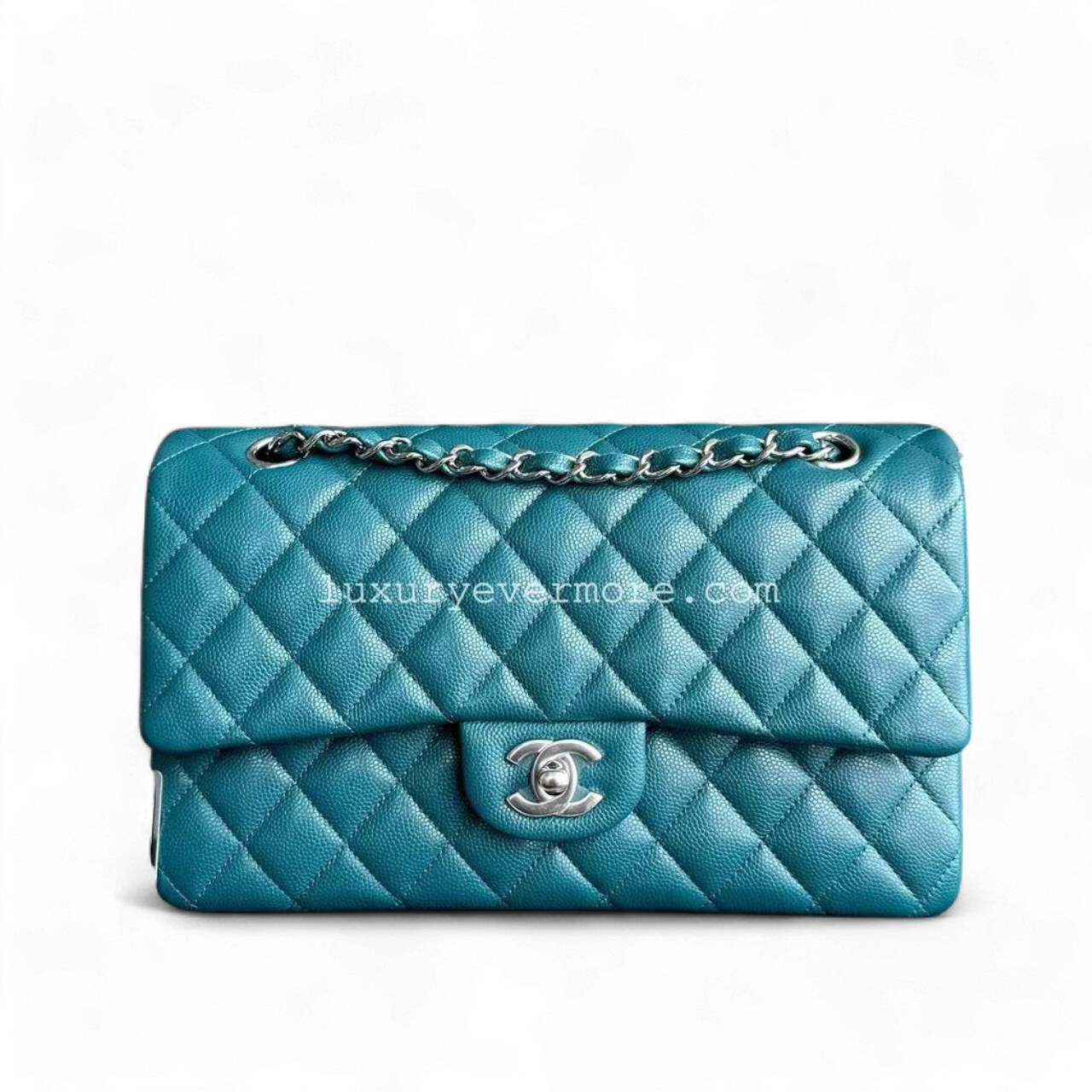 *Unused* Chanel Classic Flap Medium - Caviar Quilted Calfskin Green Blue SHW No 26