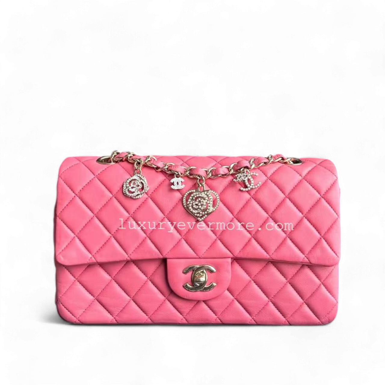 Chanel Classic Flap Medium - Vanitine Single Flap Quilted Lambskin Sakura Pink Golden Hardware Seires 19