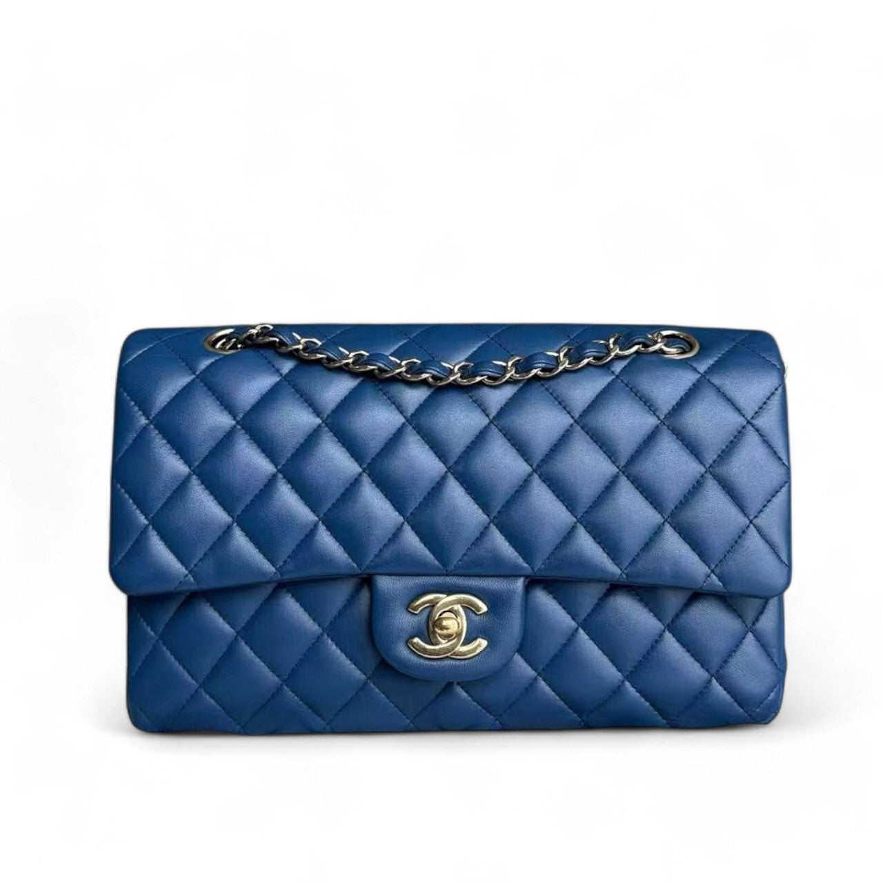 Chanel Classic Flap Medium - 25CM Quilted Lambskin Dark Blue Gold Hardware Series 25