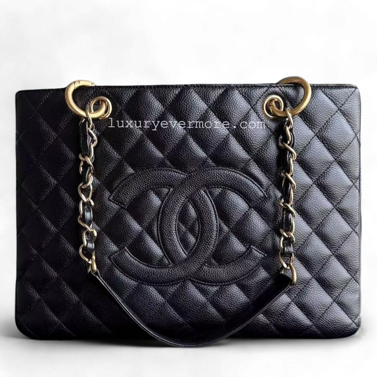 Chanel GST Grand Shopping Tote - Caviar Quilted Black Golden Hardware Series 11