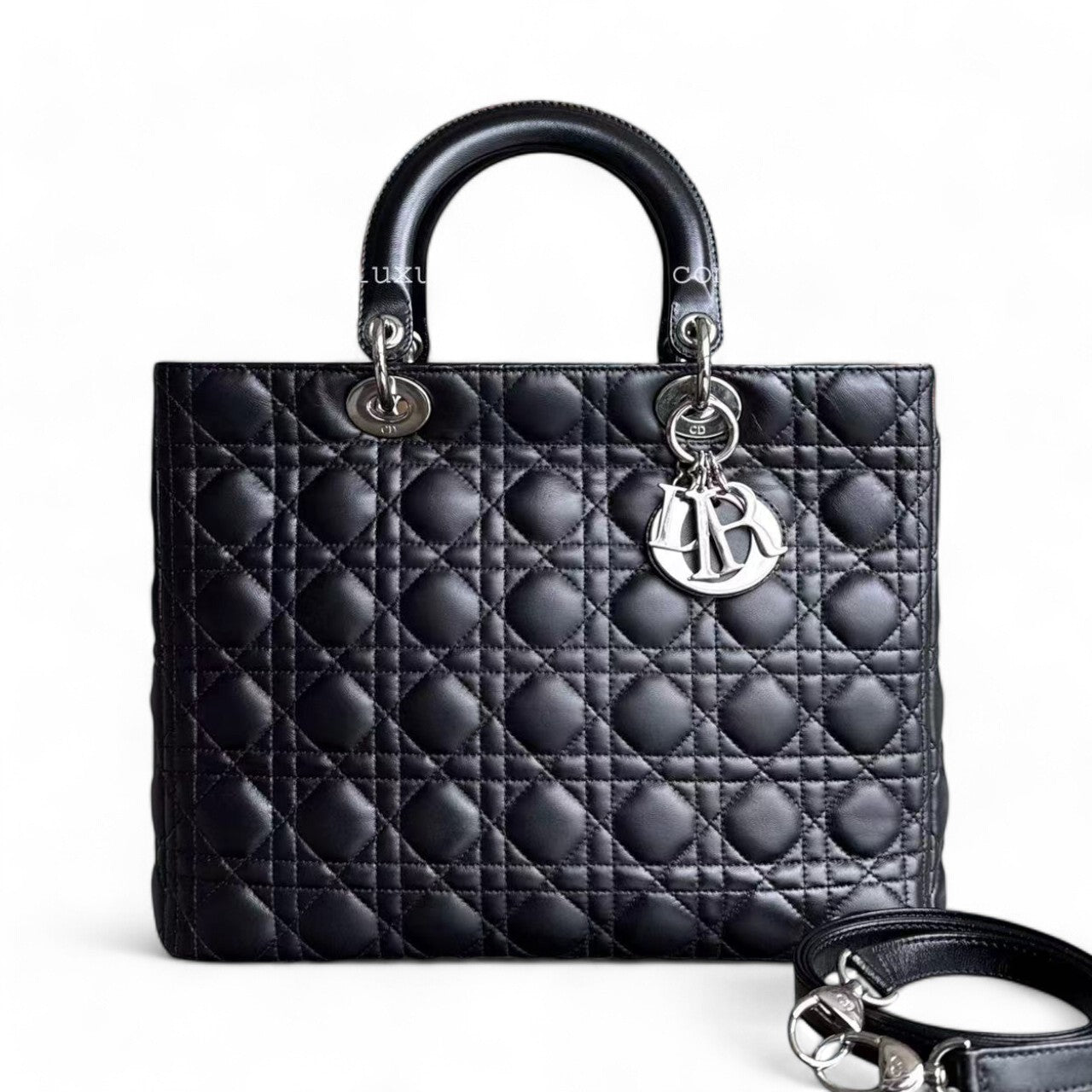 *Recolored* Dior Lady Large - Cannage Lambskin Black Silver Hardware