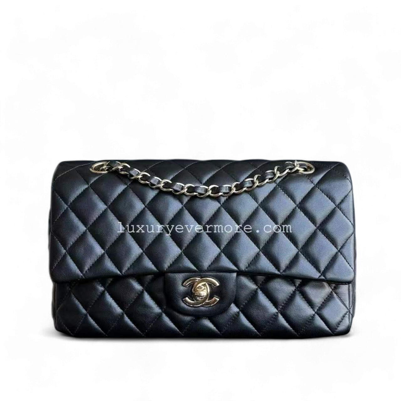 Classic Flap Medium Single Flap Quilted Lambskin Black Golden Hardware Series 19