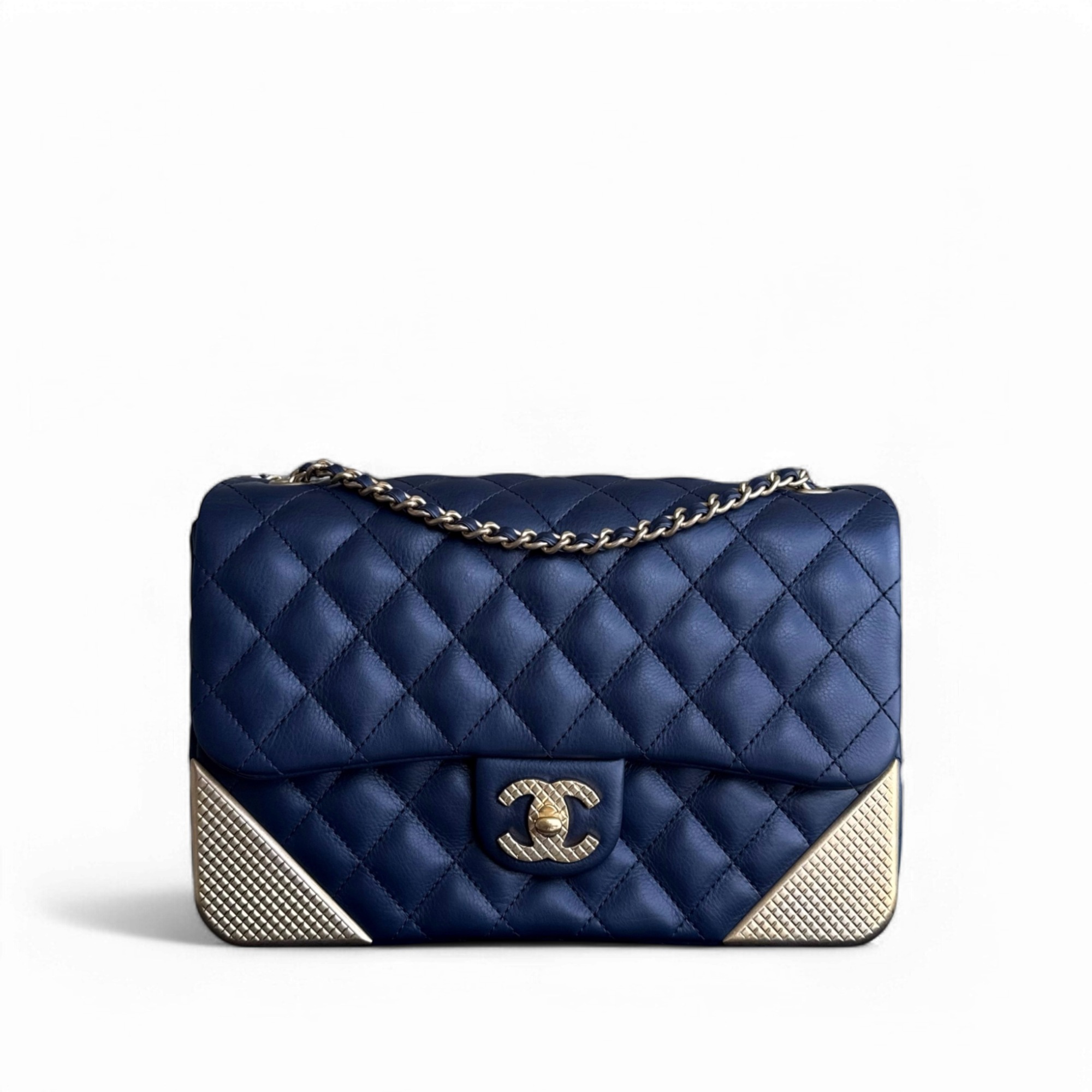 Chanel Classic Flap Rock The Corner - 25CM Calfskin Quilted Dark Blue Gold Hardware Series 24