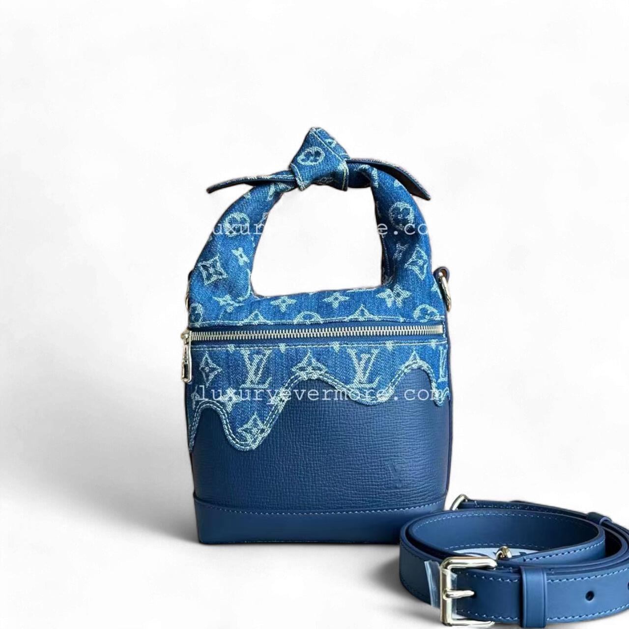 *Full Set, Receipt* Louis Vuitton LV Japanese Cruiser Denim Blue Handbag