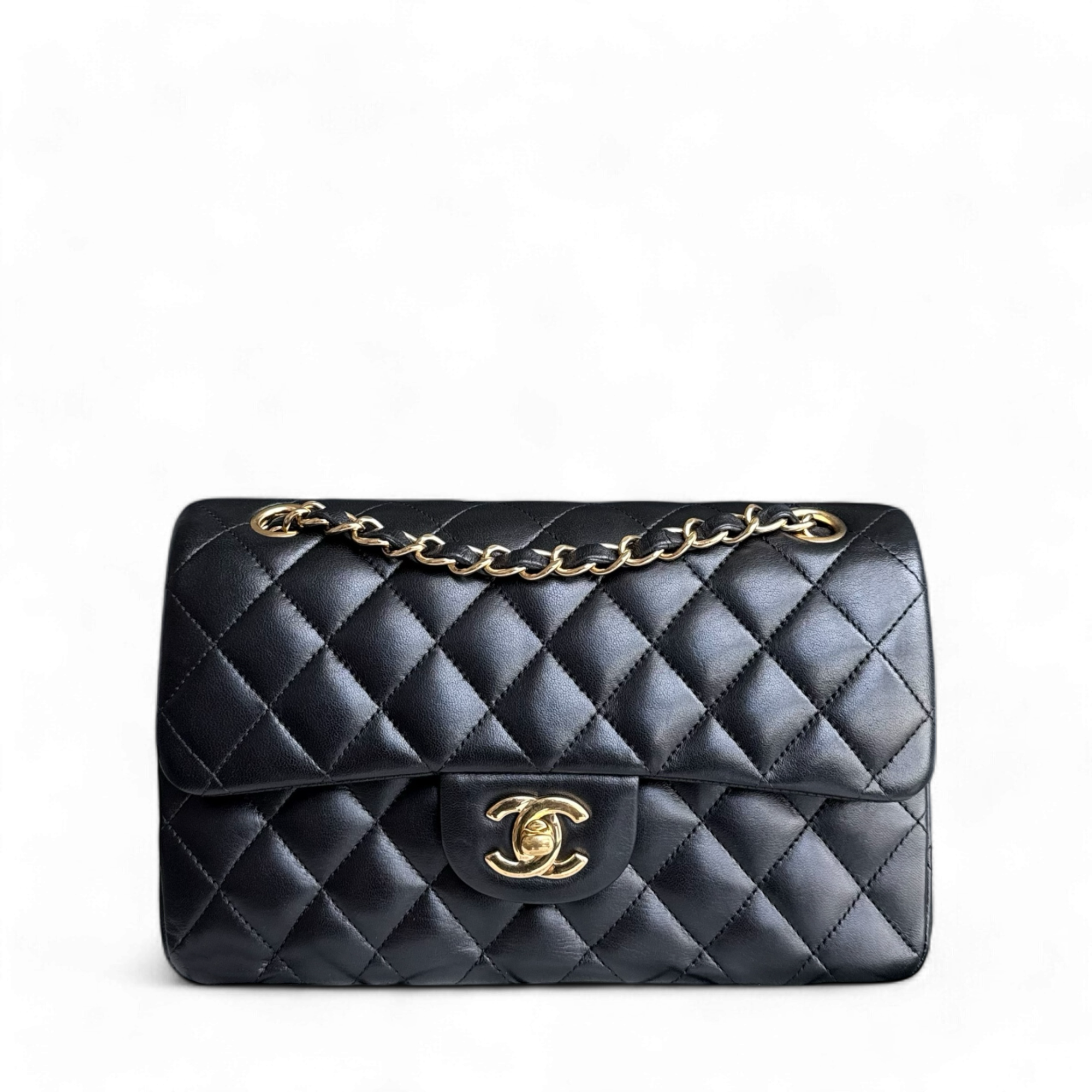 Chanel Classic Flap Small - 23CM Quilted Lambskin Black Gold Hardware Series 18