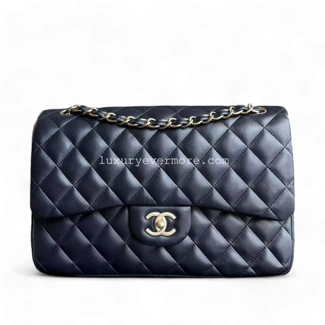 Chanel Classic Flap Jumbo Quilted Lambskin Dark Navy Blue Golden Hardware Series 20