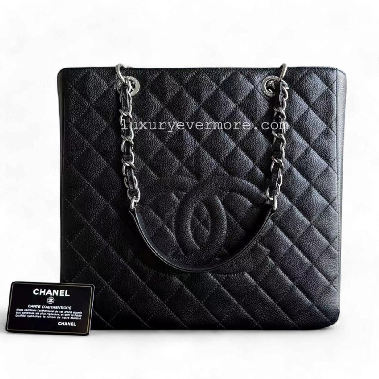 *Rare XL Size* Chanel PST Petite Shopping Tote - XL Caviar Large Quilted Black Gold Hardware Series 16