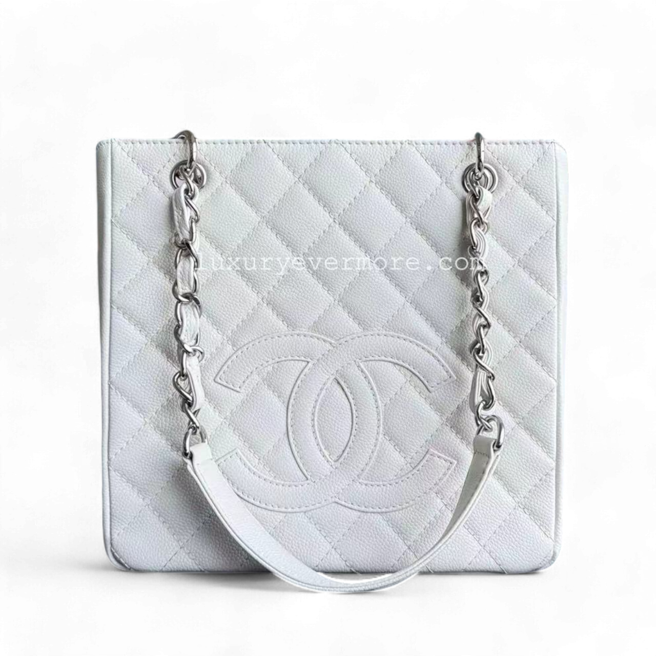 Chanel PST Petite Shopping Tote - Caviar Quilted White Tote Bag Series 12