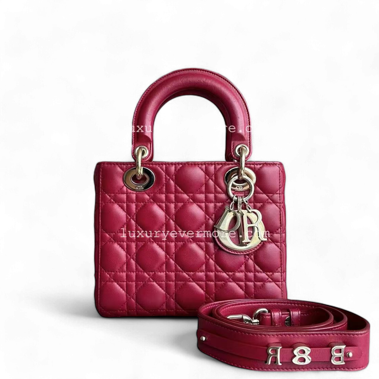 Dior Lady Small ABC MyABC Cannage Lambskin Burgundy Red Golden Hardware