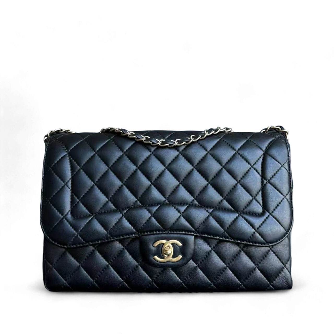 Chanel Chic Flap Jumbo 30CM Quilted Lambskin Black Golden Hardware Series 21