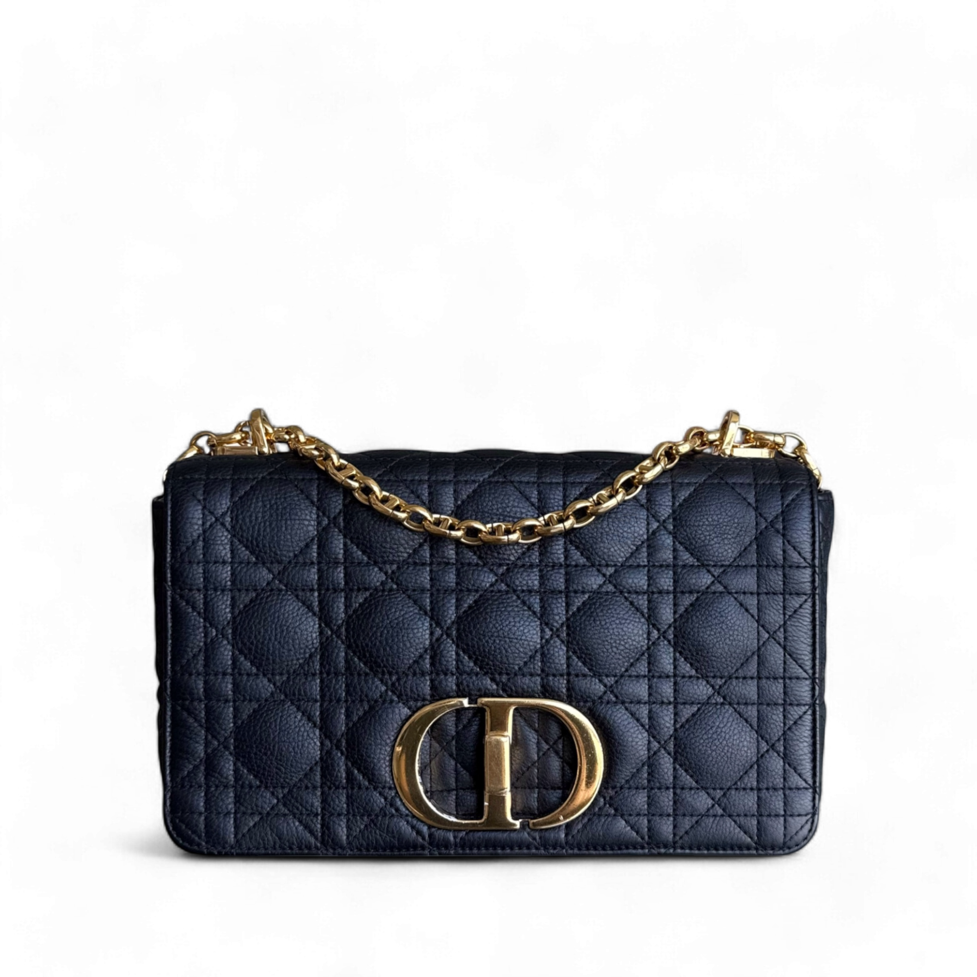 Dior Caro Medium - Cannage Grained Calfskin Black Gold Hardware