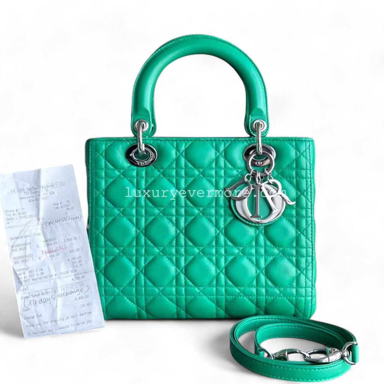 *Receipt* Lady Small Cannage Lambskin Green Silver Hardware