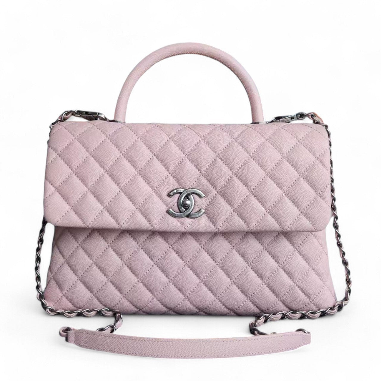 Chanel Coco Handle Large - Caviar Quilted Nude Pink Ruthenium Silver Hardware Series 23