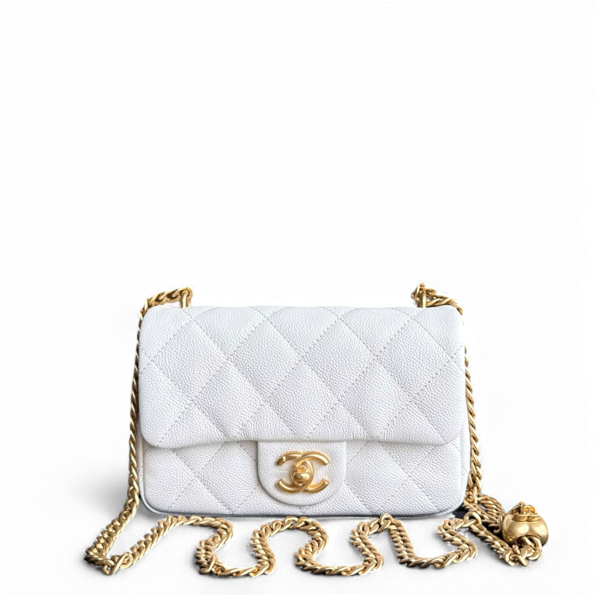 Chanel Flap Mini Sweetheart 23P - Caviar Quilted White Gold Hardware Microchip