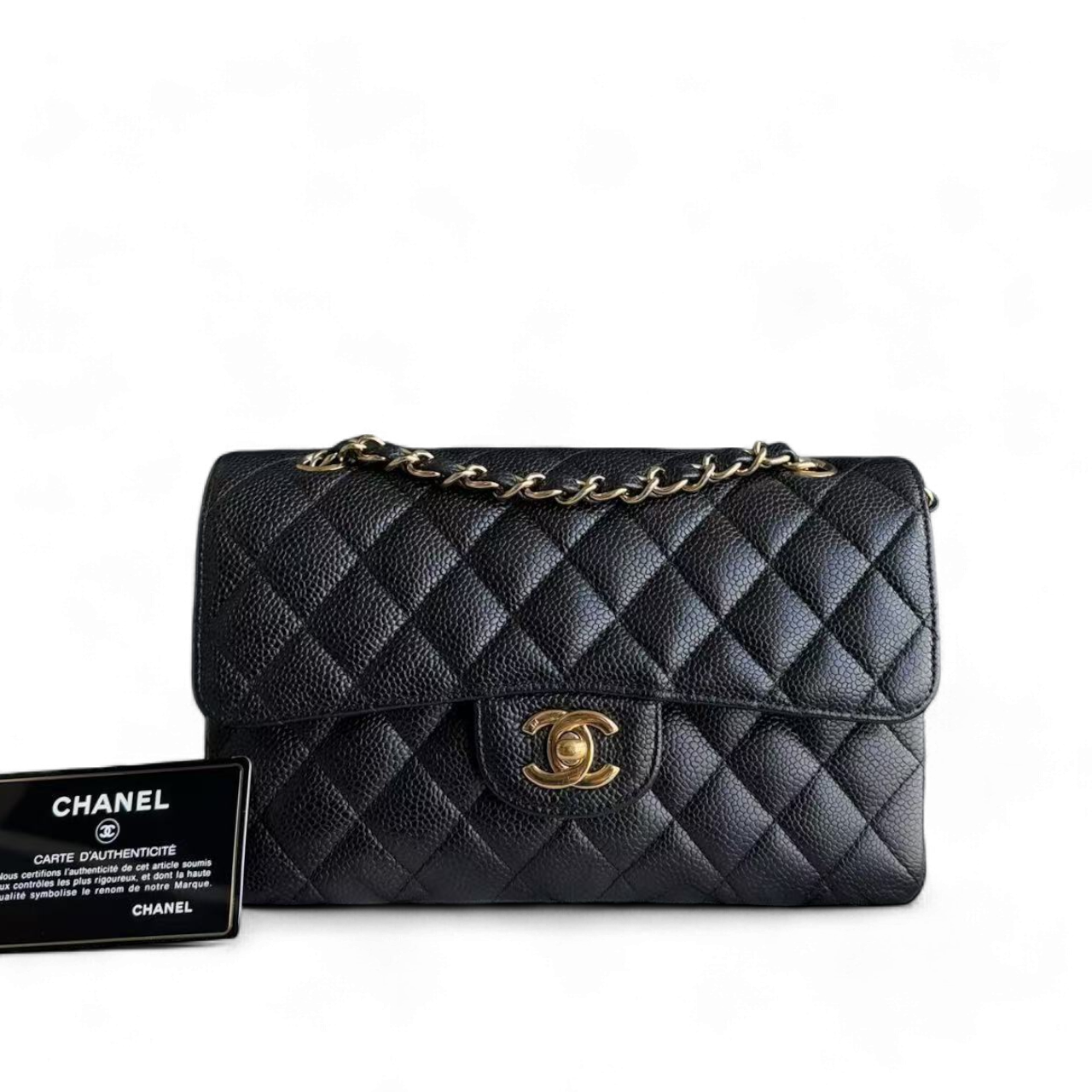 Chanel Classic Flap Small - Caviar 23CM Quilted Black 24K Gold Hardware Series 12