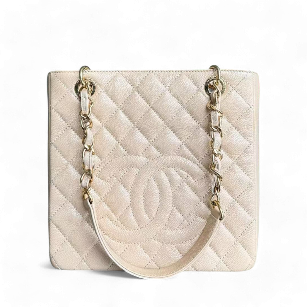 Chanel PST Petite Shopping Tote - Caviar Quilted Beige Gold Hardware Series 16