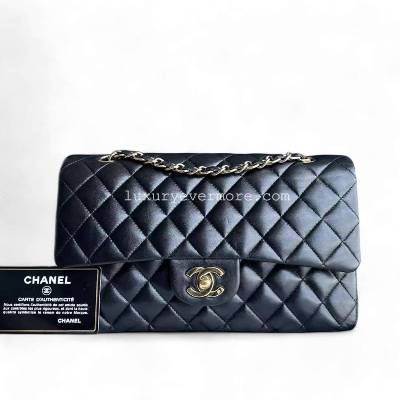 Medium Classic Flap Lambskin Quilted Black Golden Hardware Series 8