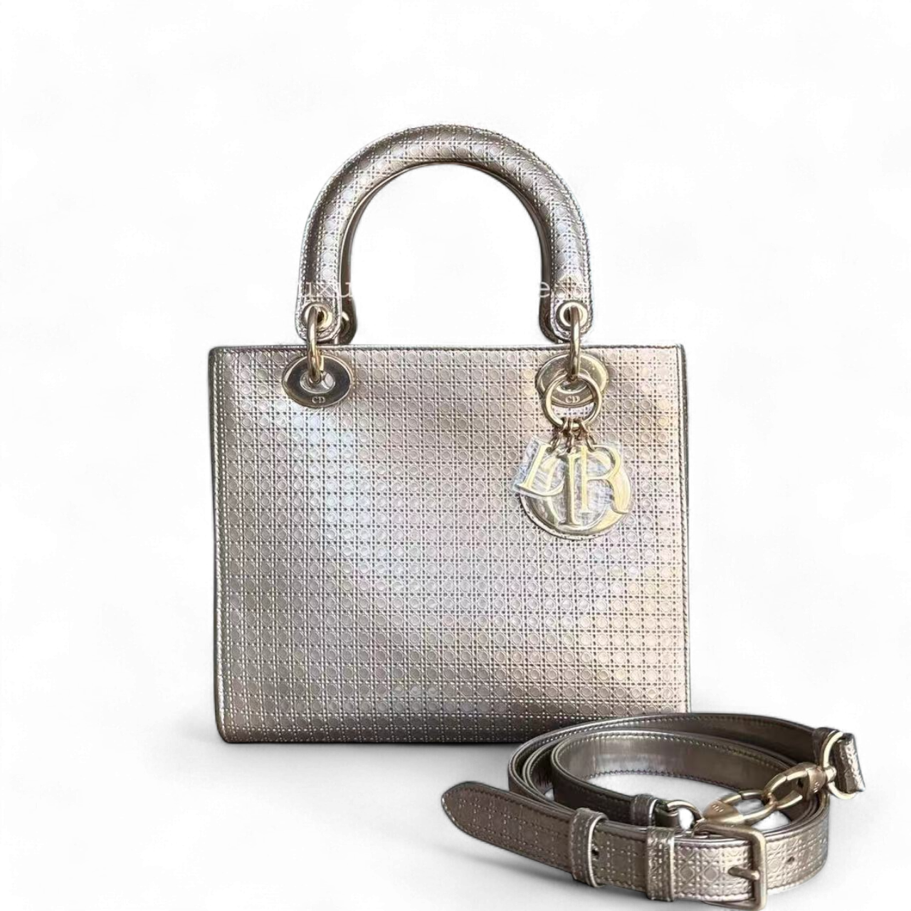 Dior Lady Medium Bag - Metallic Micro Cannage Calfskin Gold Golden Hardware