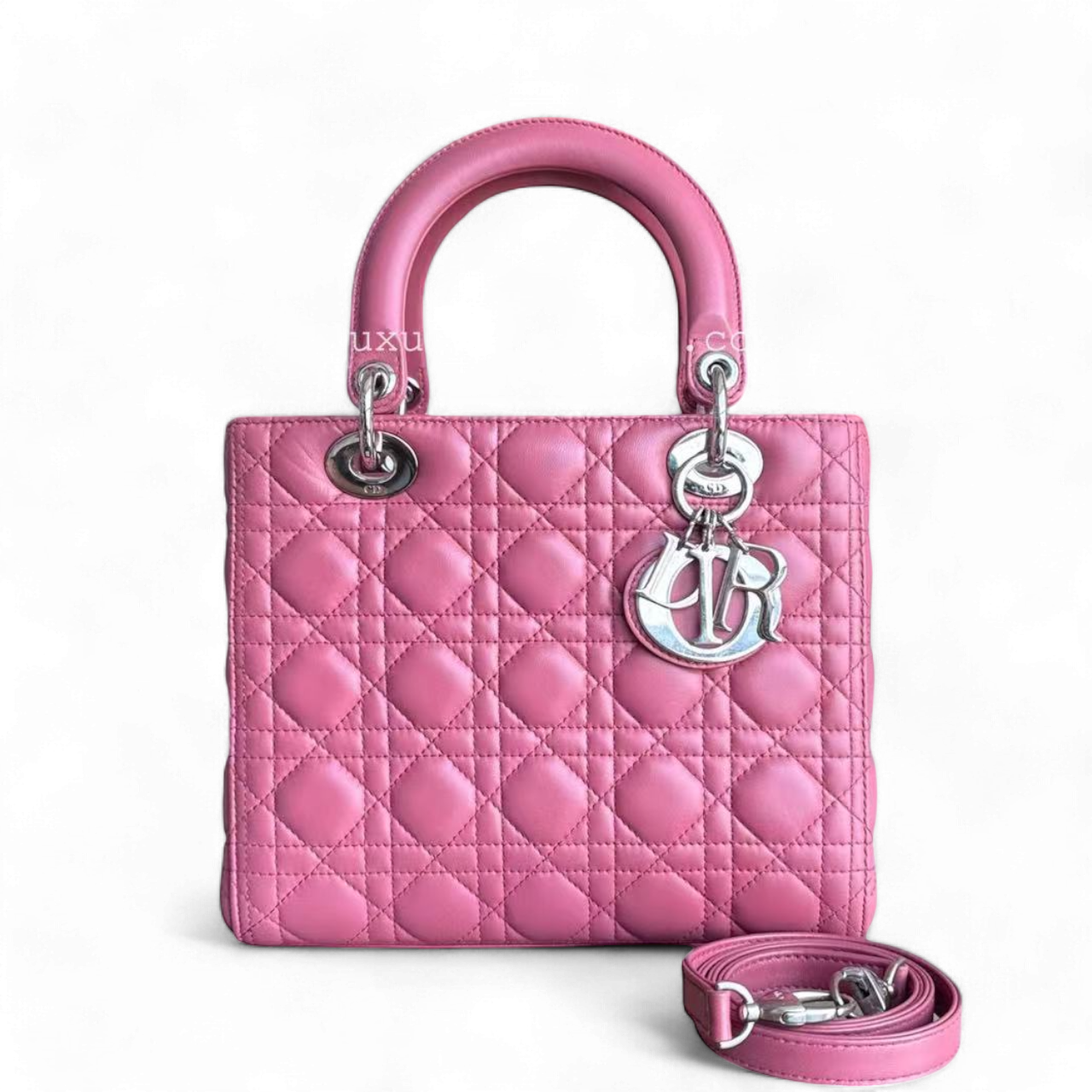 Dior Lady Medium - Cannage Lambskin Pink Silver Hardware