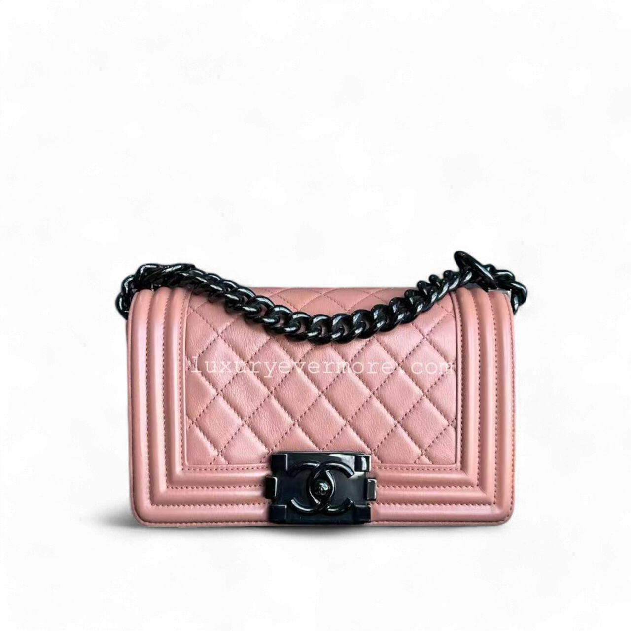 Calfskin Boy Small Quilted Coral Blush Black Hardware Series 25