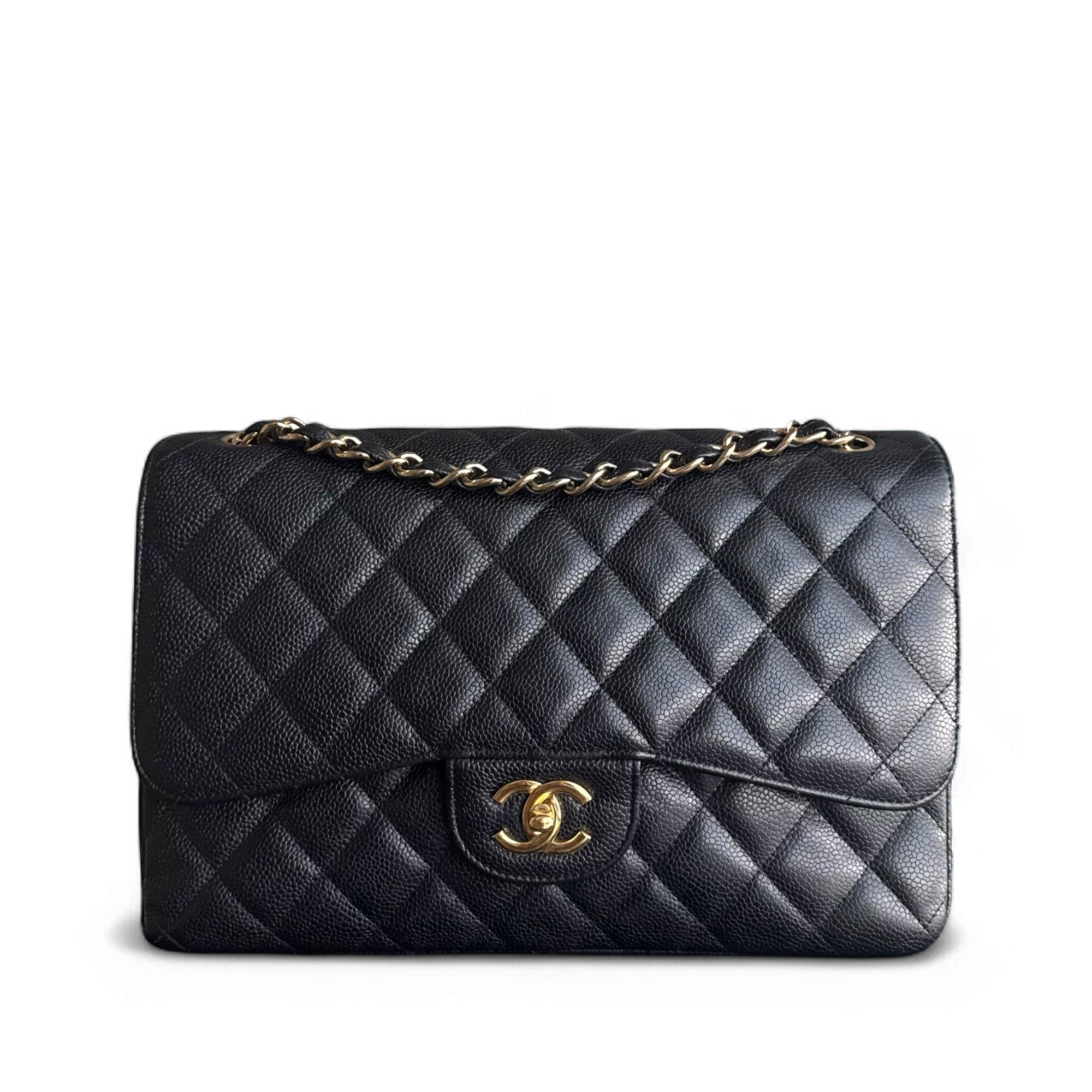 Chanel Classic Flap Jumbo - Caviar Double Flap 30CM Quilted Black Gold Hardware 15