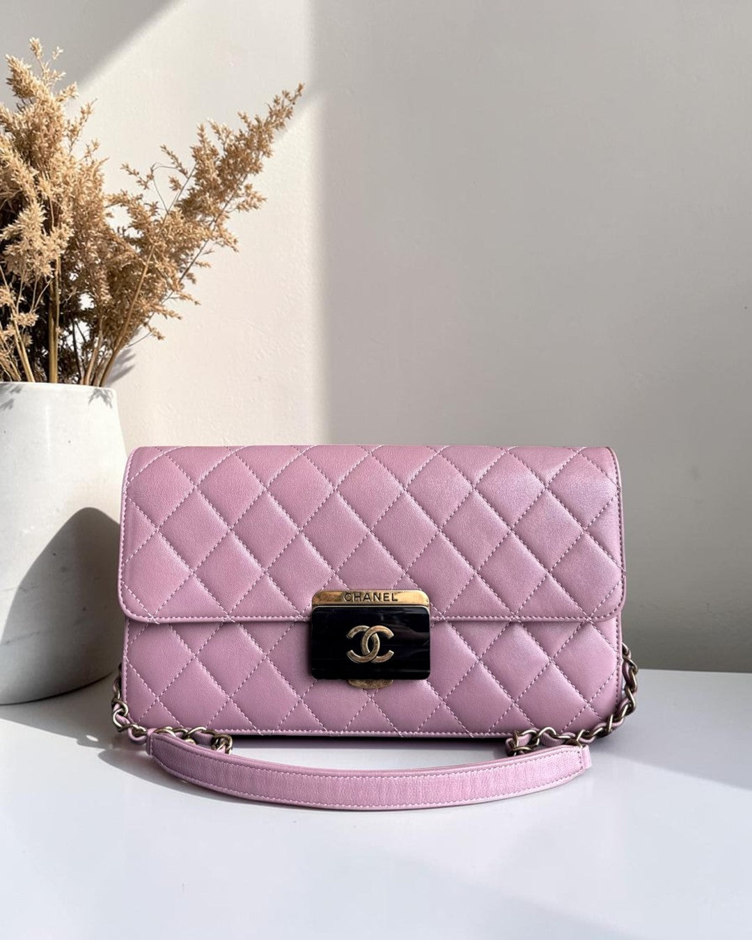 Chanel Beauty Lock Flap - 28CM Quilted Sheetskin  Pink Gold Hardware Series 22