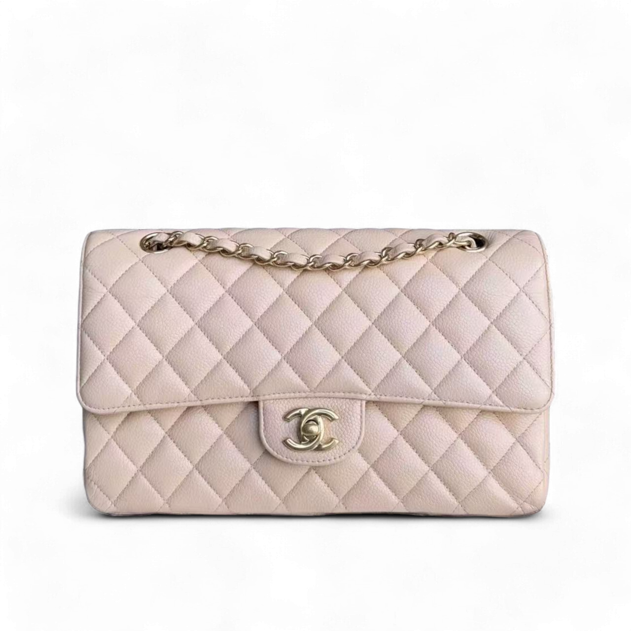 Chanel Classic Flap Medium - Caviar 25CM Quilted Beige Gold Hardware Series 23