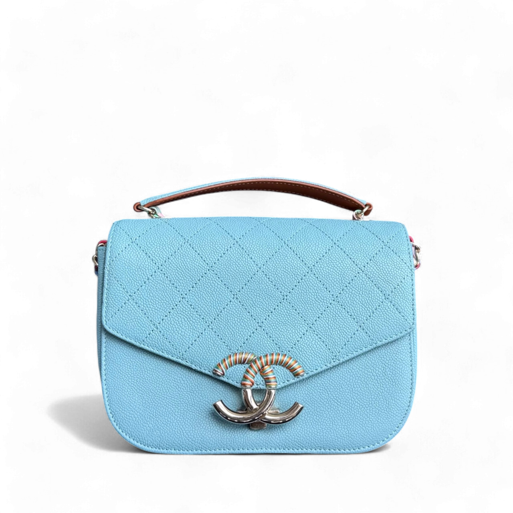 Chanel Coco Curve Cuba - Caviar Medium Light Blue Quilted Shoulder Bag