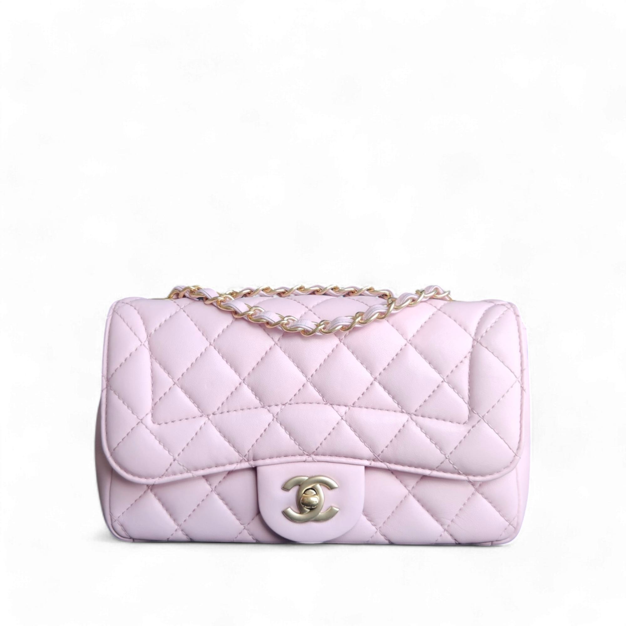 Chanel Chic Flap Small - 23CM Quilted Lambskin Sakura Pink Gold Hardware