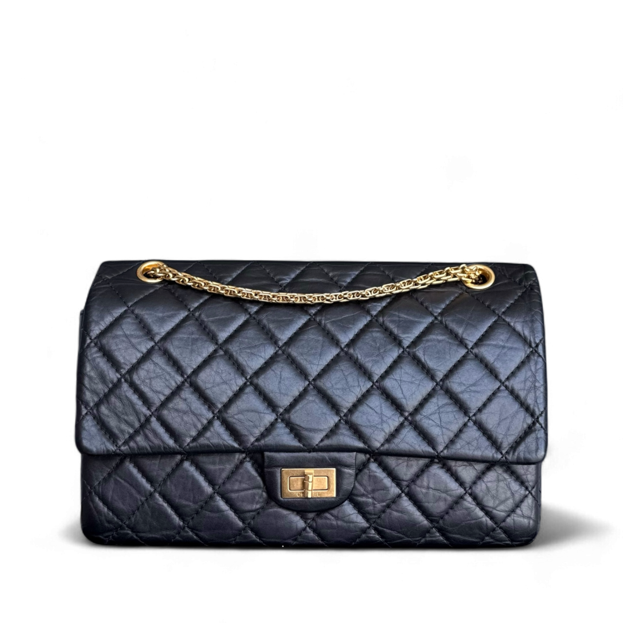 Chanel 2.55 Reissue 226 - Medium Calfskin Quilted Black Gold Hardware Series 15