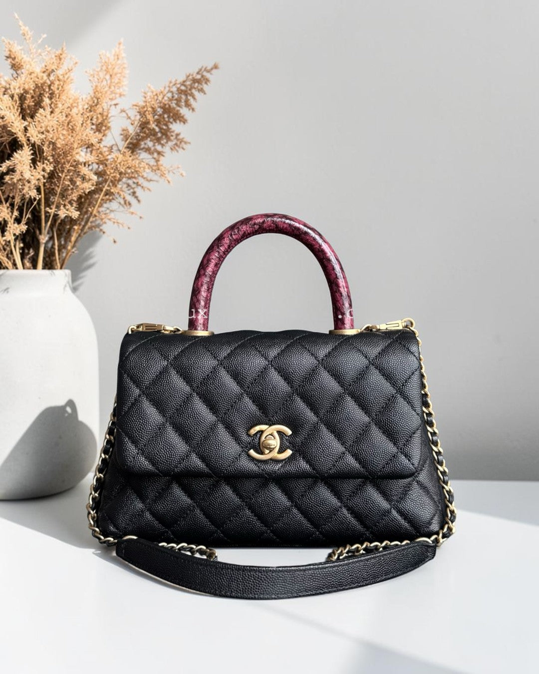 Chanel Coco Handle Small - Caviar Quilted Exotic Handle Black Gold Hardware Series 26