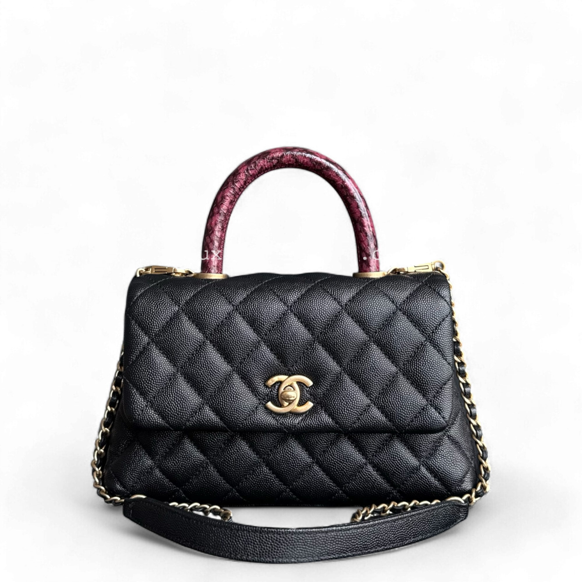 Chanel Coco Handle Small - Caviar Quilted Exotic Handle Black Gold Hardware Series 26