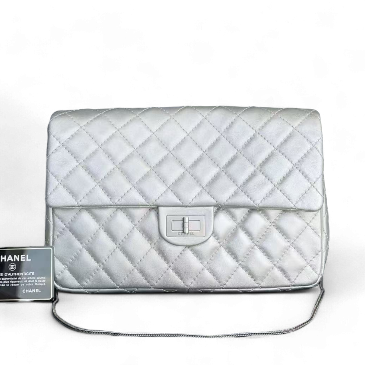 Chanel 2.55 Flap - Metallic Silver Quilted Lambskin Reissue Ruthenium Silver Hardware Series 12