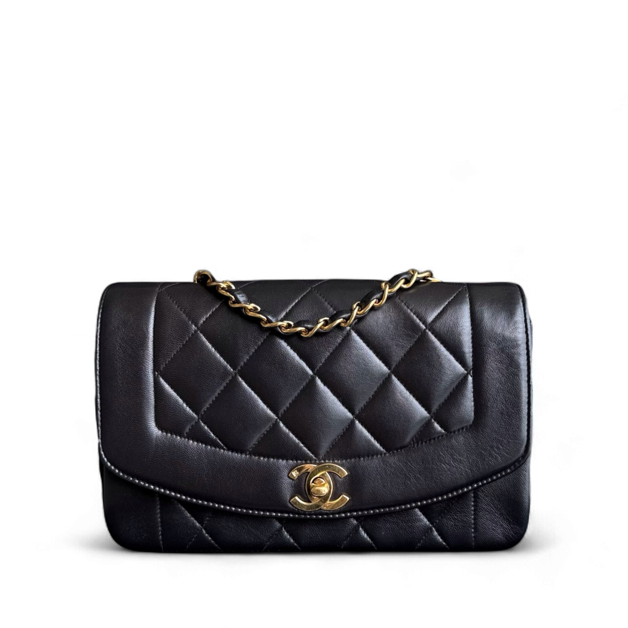 Chanel Diana Small - 23CM Quilted Lambskin Black Gold Hardware Series 3