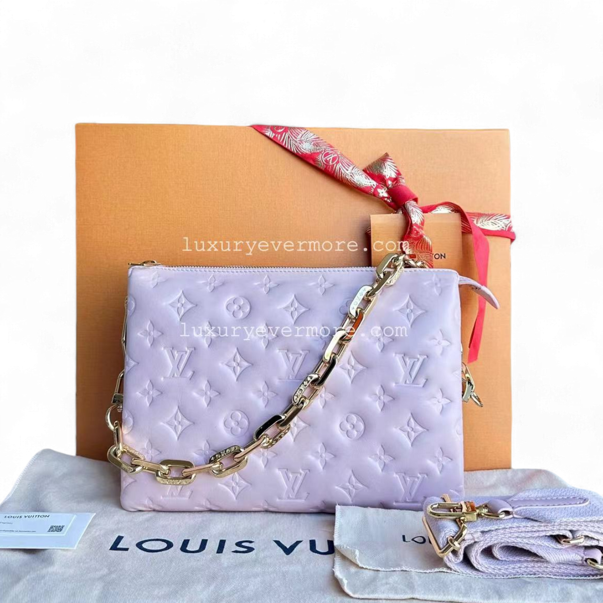 Louis Vuitton Coussin PM Puffy Lambskin Light Purple Golden
