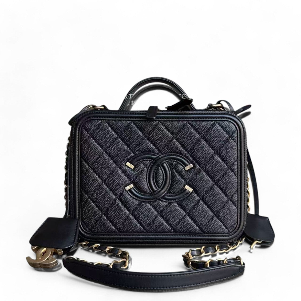 Chanel Vanity Case Medium - Caviar Quilted Black Gold Hardware Series 27