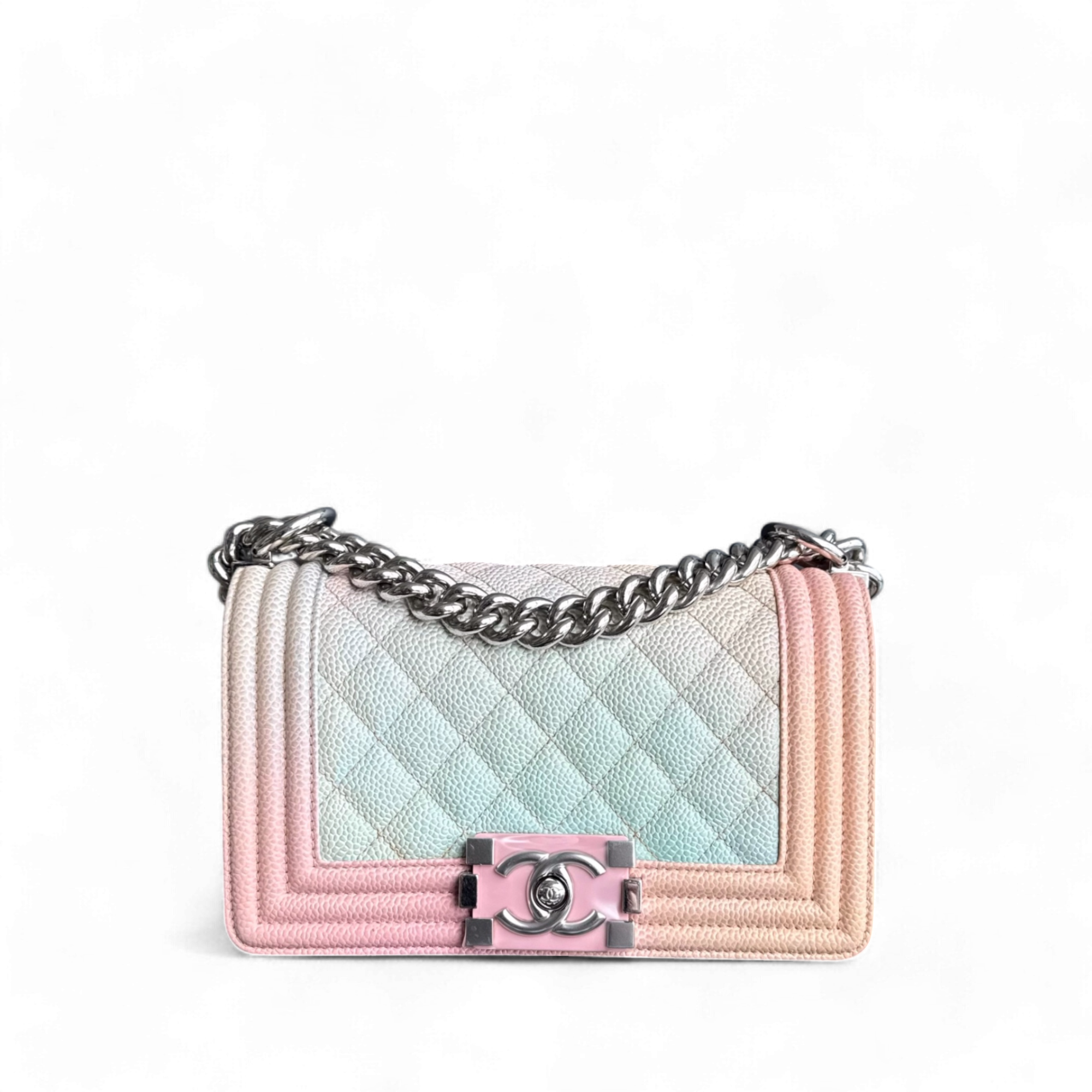 Chanel Boy Small - Rainbow Caviar Quilted Silver Hardware Series 25