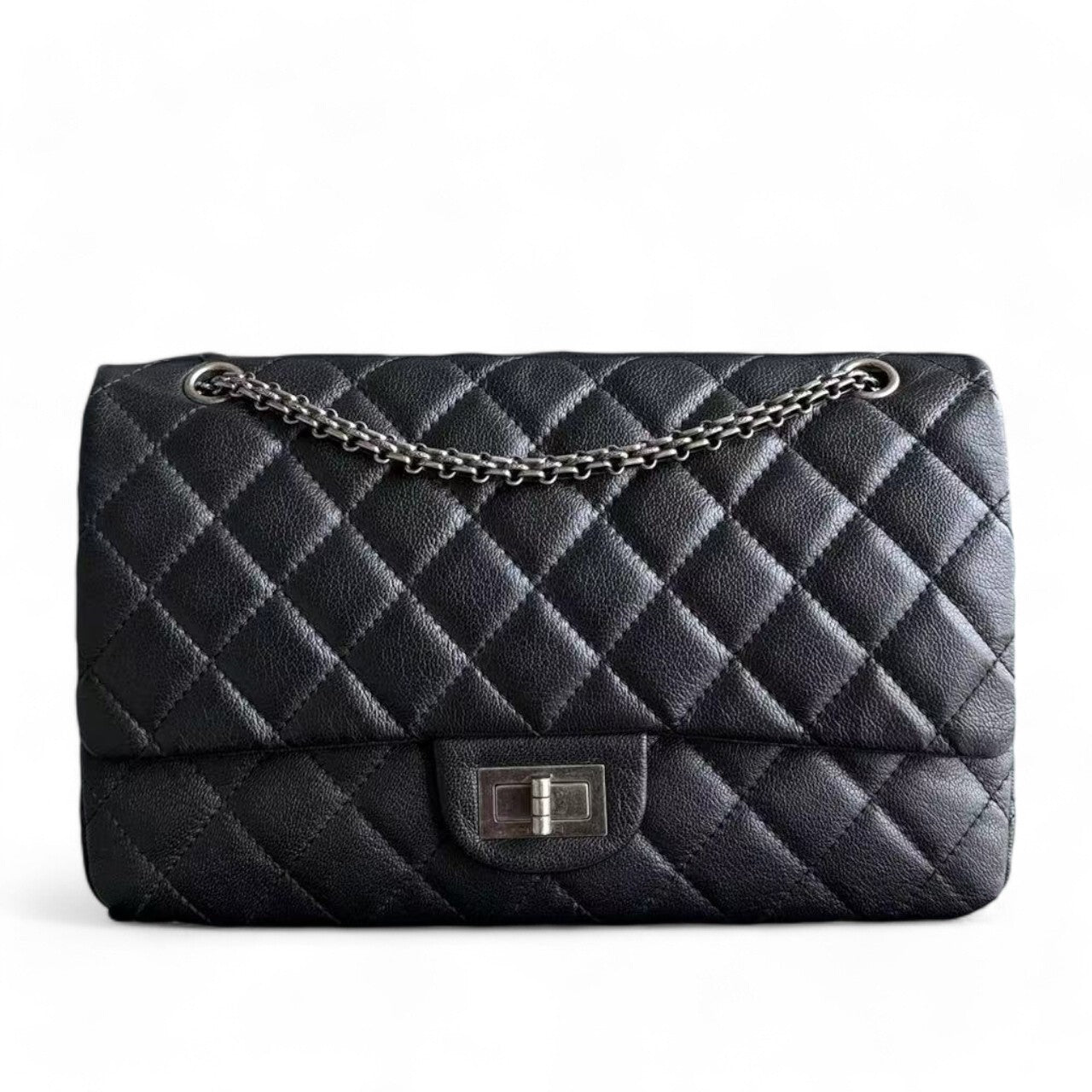 *Rare Caviar* Chanel 2.55 Reissue 227 - Caviar Large Quilted Ruthenium Silver Hardware Series 13