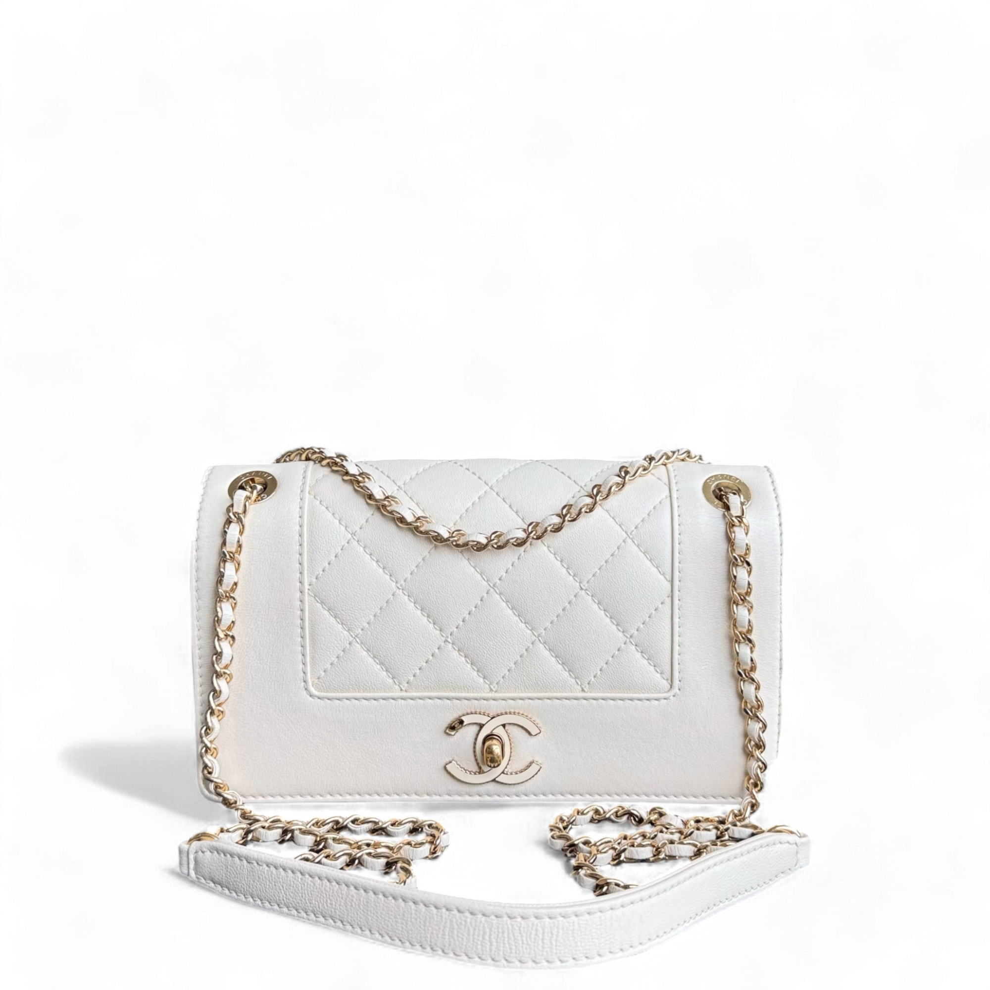 Chanel Mademoiselle Seasonal Flap - Small Quilted Lambskin Medium White Gold Hardware Series 23