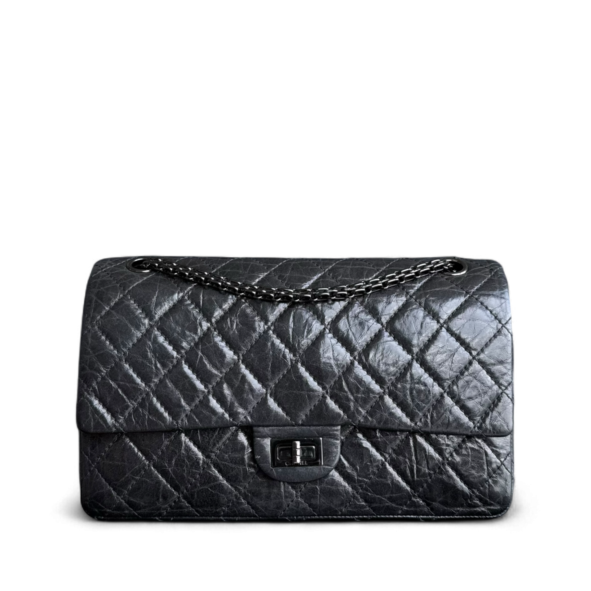 Chanel 2.55 Reissue 226 - Metallic Aged Calfskin Black Ruthenium Silver Hardware Series 19