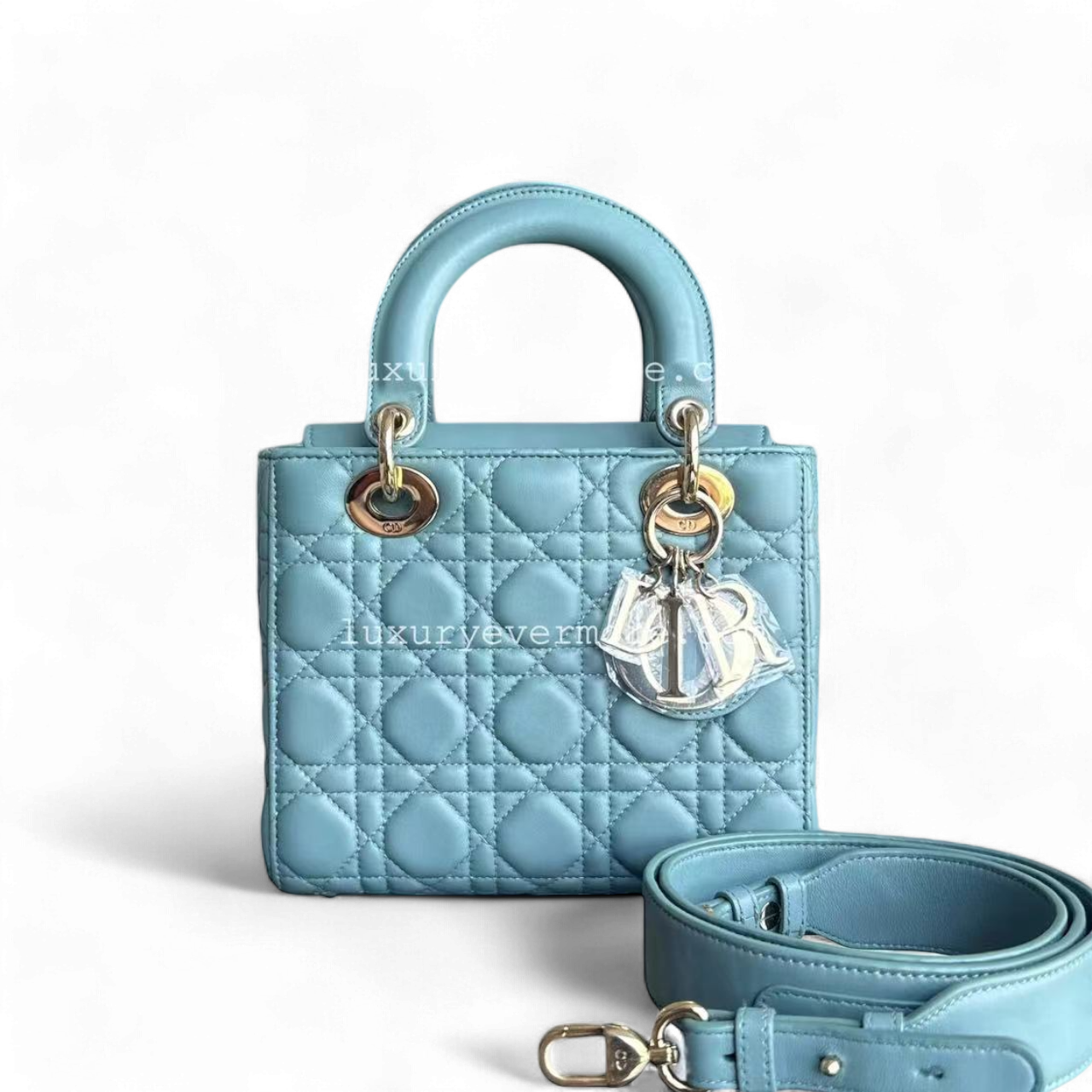 Dior Lady Small - Cannage Lambskin MyABC Cyan Green Blue Golden Hardware ABC