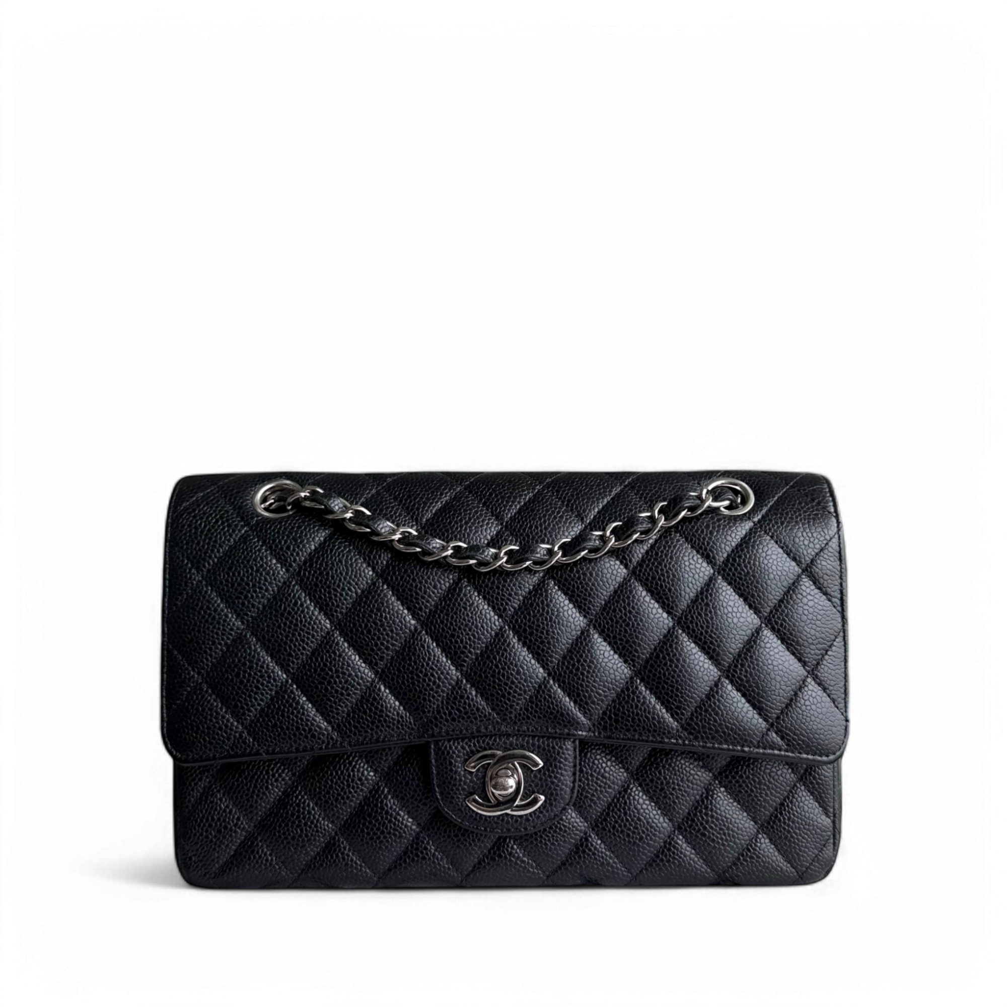 Chanel Classic Flap Medium - Caviar 25CM Quilted Black Silver Hardware Series 21