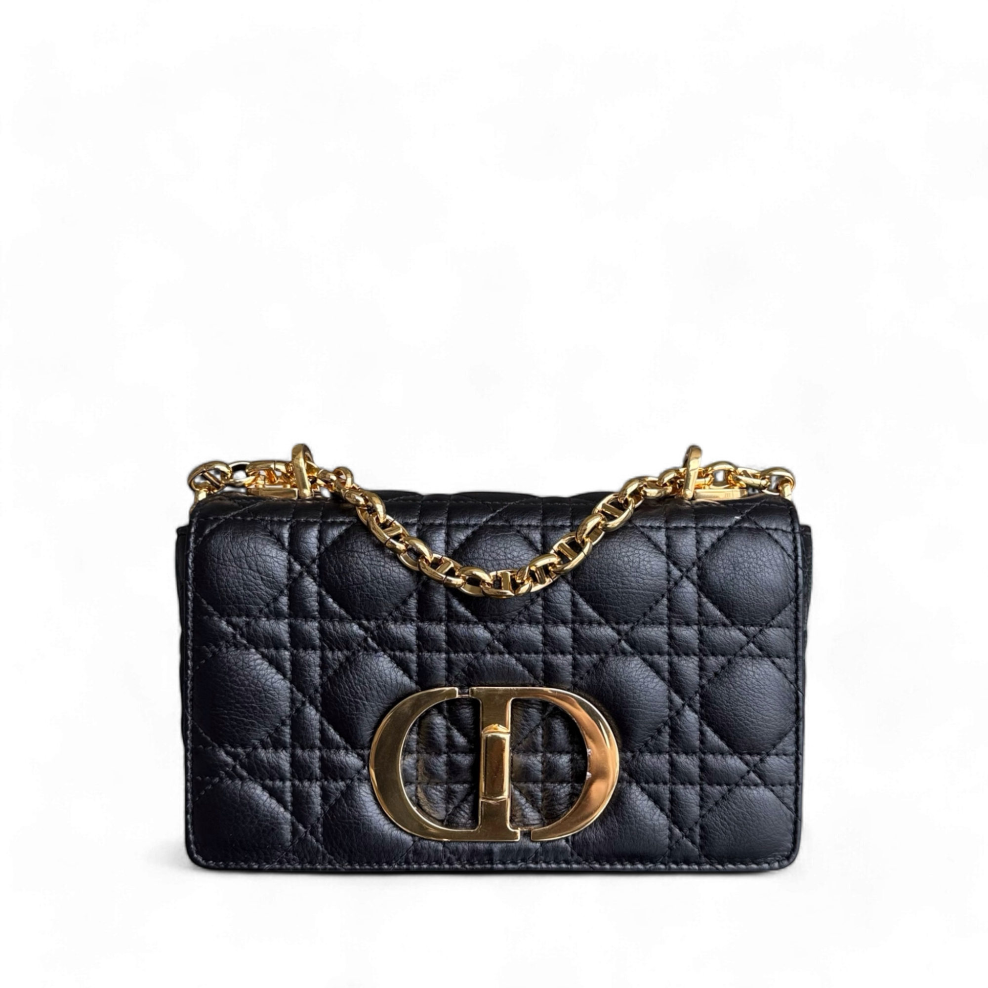 Dior Caro Small - Cannage Calfskin Black Gold Hardware