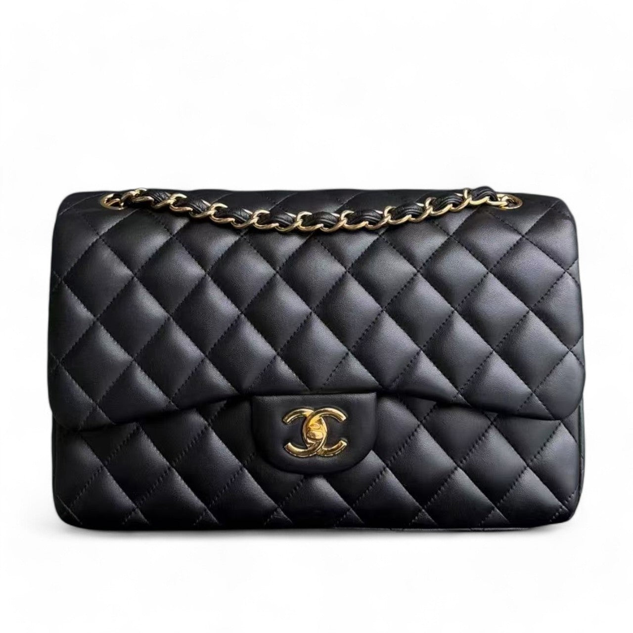 Chanel Classic Flap Jumbo - Double Flap 30CM Lambskin Quilted Black Gold Hardware Series 14