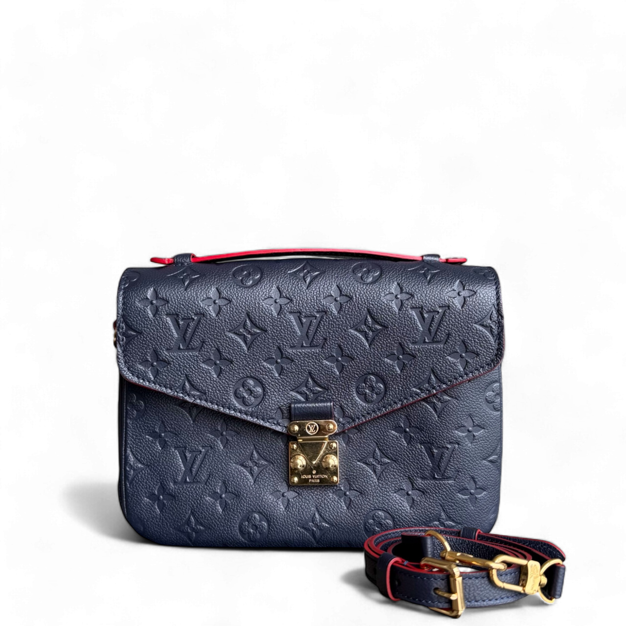 Louis Vuitton Pochette Metis - Empreinte Monogram Marine Rouge Navy Blue Gold Hardware