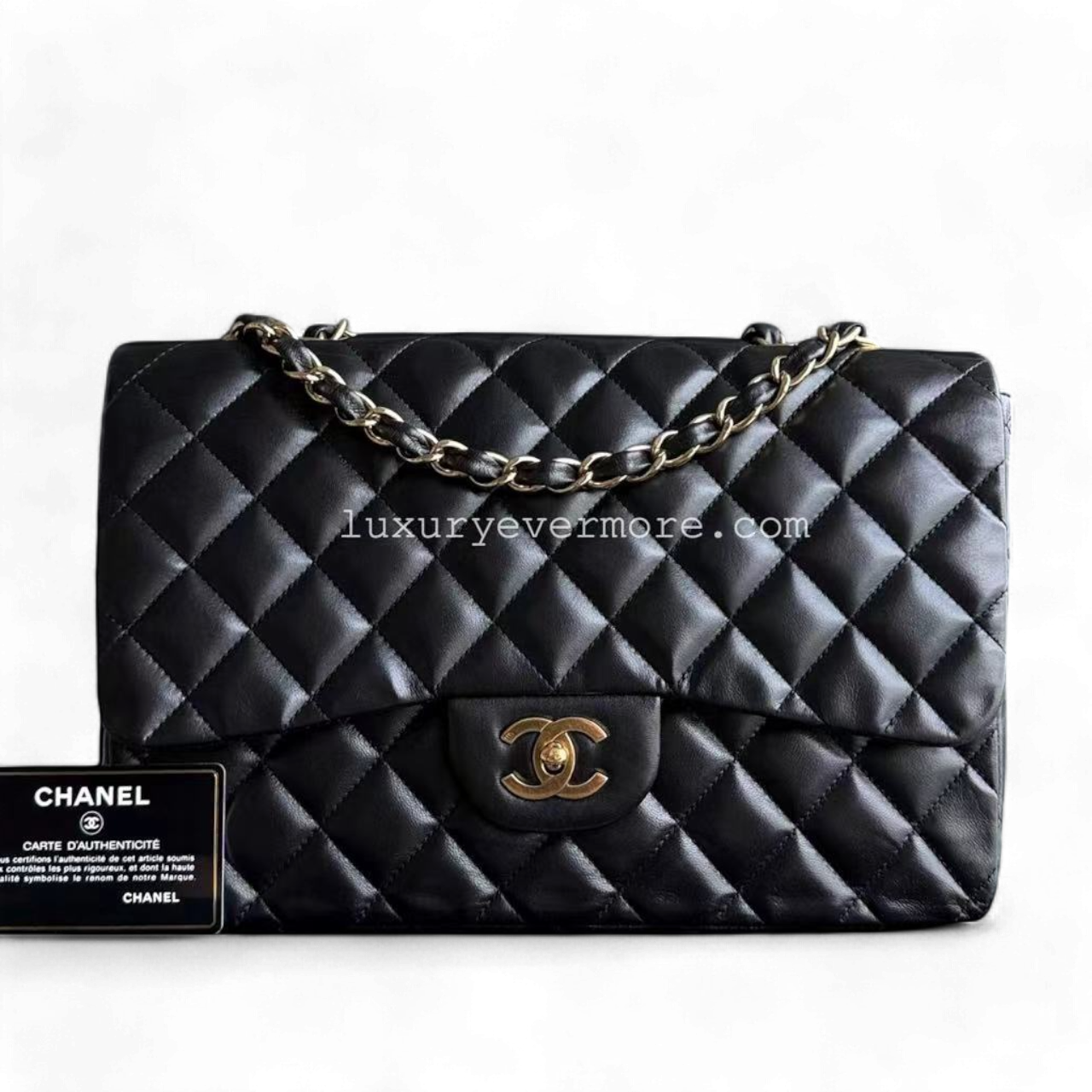 Chanel Classic Flap Jumbo - Single Flap Quilted Lambskin Black Golden Harware Series 11