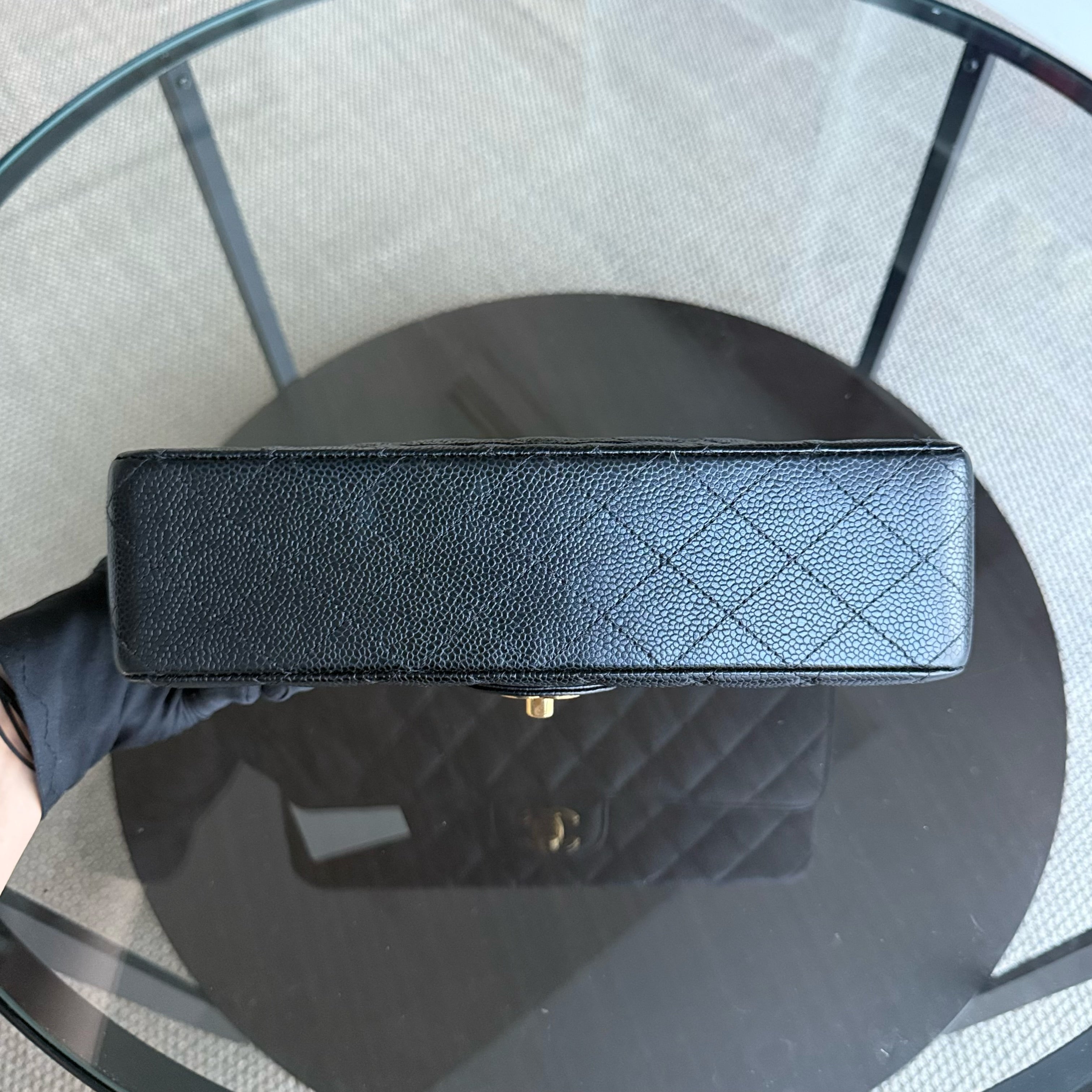 Chanel Classic Flap Medium - 25CM Quilted Caviar Black Gold Hardware Series 18